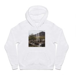 Famous Etive Mor - Landscape and Nature Photography Hoody | Waterfall, River, Photo, Explore, Outdoors, Valley, Peak, Wilderness, Green, Adventure 