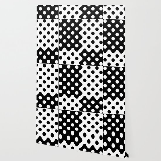 Simple Black And White Pattern Polka Dot Wallpaper By Decoli Society6