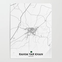 Rahim Yar Khan, Pakistan - Light City Map Poster