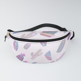 Tropical pink lilac blue hand painted floral cactus Fanny Pack