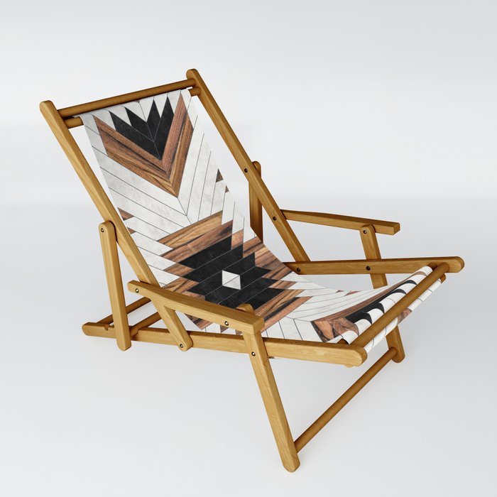 Urban Tribal Pattern No.5 - Aztec - Concrete and Wood Sling Chair