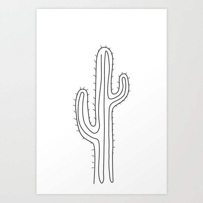 Abstract Cactus One Line Drawing Art Print By Livdeco Society6