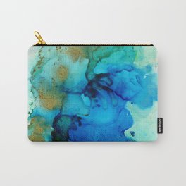 Water Twill Carry-All Pouch | Aqua, Swirl, Teel, Painting, Water, Turquoise, Veridian, Ink, Indigo, Blue 