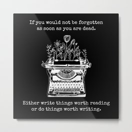 Inspirational Saying Typewriter Flower Vintage Metal Print | Quote, Writer, Gift, Graphicdesign, Achievegreatness, Motivation, Author, Book, Flowers, Typewriter 