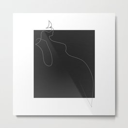 MNude n.2.1 - Eventide - One line noir art Metal Print | Illustration, Boobs, Night, Square, Linedrawing, Lineart, Figure, Sexy, Woman, Black 