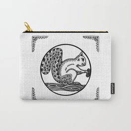 Squirrel Boho style Black and White Carry-All Pouch | Drawing, Cute, Tail, Ink, Love, Nature, Fun, Squirrel, Lovely, Shirts 