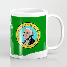 Washington Map with State Flag Coffee Mug | Evergreen, Maps, Washington, Sainthelens, Sthelens, Symbolic, America, Unitedstates, Patriotic, Graphicdesign 