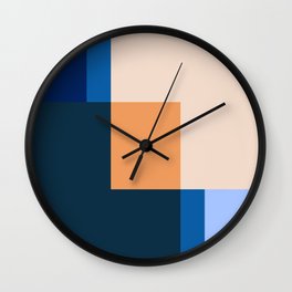 Gelato - Colorful Geometric Abstract Design Wall Clock | Bonfimarts, Geometry, Contemporary, Stripes, Colorblocking, Geometricart, Colorfulgeometric, Blue, Colorfulblocks, Orange 
