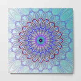 Blue Mandala Metal Print | Moroccoan, Geometric, Christmas, Flower, Summer, Nature, Medallion, Boho, Navy, Graphicdesign 