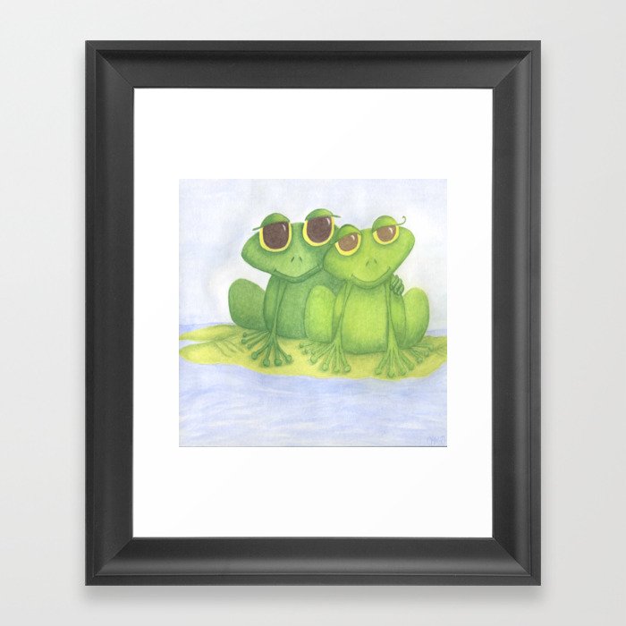 The Frog Lovers  Framed Art Print | Drawing, Frog, Frogs, Frog-drawing, Frog-art, Frog-artwork, Frog-pencil-drawing, Frog-illustrations, Frog-drawings, Frog-illustration