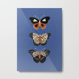 Butterflies in blue Metal Print | Red, Curated, Retro, Illustration, Blue, Modern, Butterflies, Vintage, Butterfly, Navy 