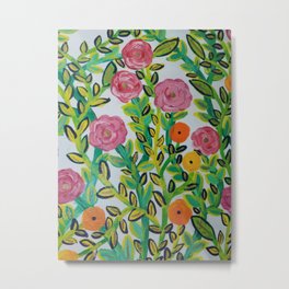 english tea garden floral Metal Print | Garden, Oil, Vineyard, Painting, Boho, Orange, Rainbow, Flowers, Pretty, Digital 