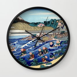 Hokusai (1760-1849) "The Fuji from Kanaya on the Tokaido" Wall Clock | Drawing, Kanaya, Tokaido, Hokusai, Fuji, Japan 