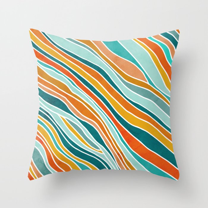 Colorful Summer Stripes Throw Pillow