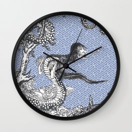 Yokai - NureOnna - SnakeLady by Sekien with Sayagata Background Wall Clock