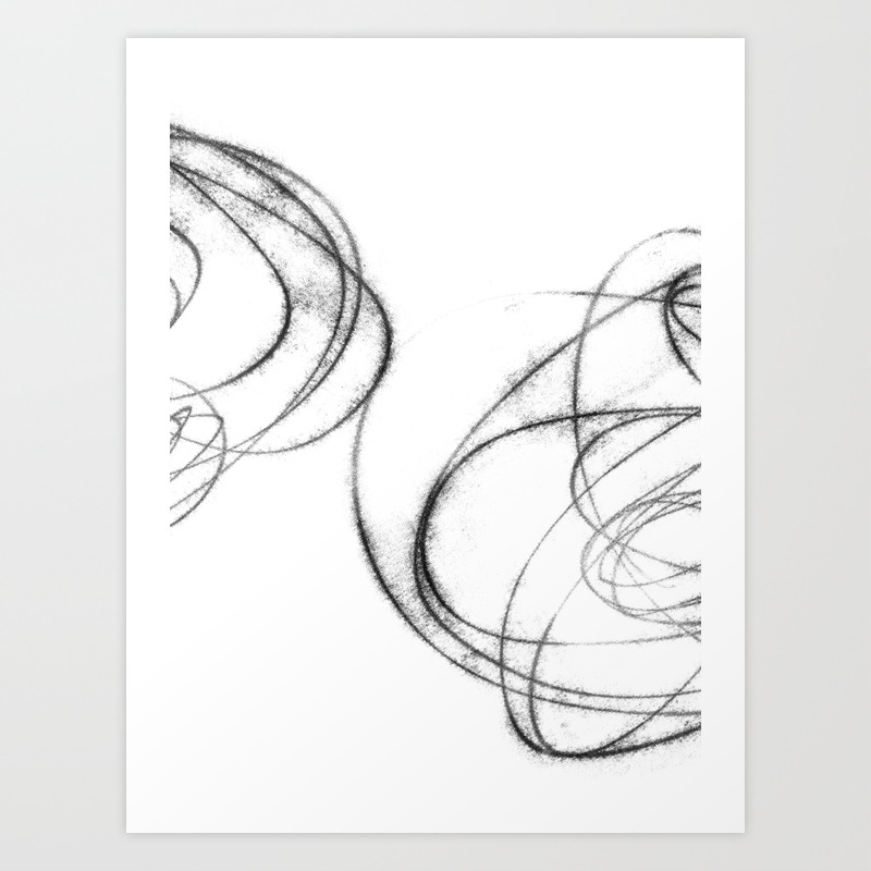 Minimalist Abstract Black And White Line Drawing Art Print By