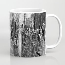 Winter Poetry of the Grasses Coffee Mug | Abstraction, Trees, Field, Grasses, Poetry, Grey, Monochrome, Meditativepower, Blackandwhite, Meadow 
