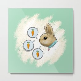 Feed me Metal Print | Smol, Hungry, Love, Garden, Chalk Charcoal, Chonk, Carrots, Graphite, Orchard, Bunny 