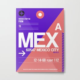 MEX Mexico City Luggage Tag 1 Metal Print | Contemporaryposter, Mexicocity, Mexico, Airport, Travel, Urban, Country, Pink, Usa, Tourism 