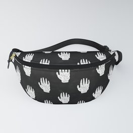Palm Reading Chart - White on Black Fanny Pack