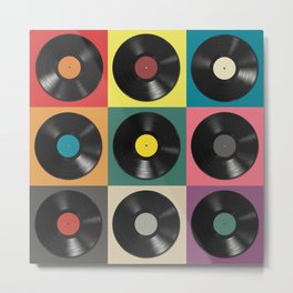 Vinyl Record Metal Print | Vintage, Collection, Hipster, Label, Vinyl, Disco, Album, Hip, Teal, Disc 