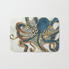 Underwater Dream VI Badematte | Octopus, Abstract, Watercolor, Blue, Graphicdesign, Sea, Nature, Digital, Marine, Contemporary 