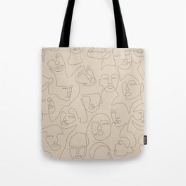 She's Beige Tote Bag | Fine Drawing, Expressions, Beige, Woman, Light Brown, Female, People Drawing, Minimalist, Drawing, Head 