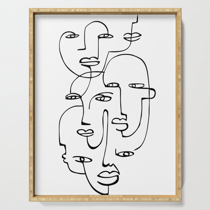 Abstract Faces Serving Tray By Heartskippedabeat Society6