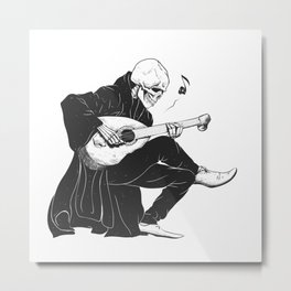 Minstrel playing guitar,grim reaper musician cartoon,gothic skull,medieval skeleton,death poet illus Metal Print | Sound, Musical, Sitting, Performance, Fairy, Performer, Drawing, Traditional, Musicians, Lute 