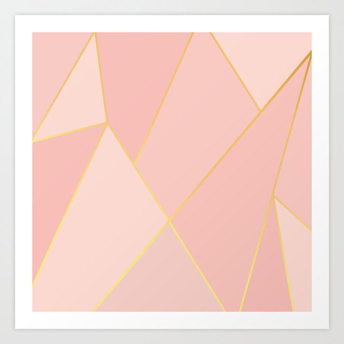 Elegant Pink Rose Gold Geometric Abstract Art Print By Peladesign