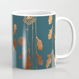 Art Deco Copper Flowers  Coffee Mug | Boho, Blossom, Summer, Modern, Emerald, Flowers, Garden, Floral, Retro, Artdeco 