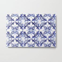 Azulejo V - Portuguese hand painted tiles Metal Print | Vintage, Photo, Modernbluedecor, Tile, Abstractbluedecor, Contemporarydecor, Bluetileswallart, Curated, Wallart, Azulejosprint 
