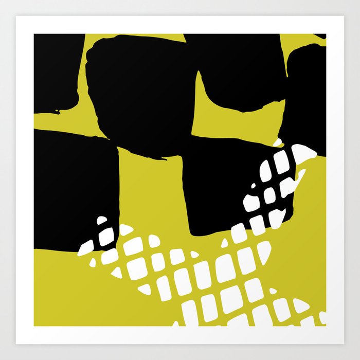 Modern Geometrical Black Neon Yellow White Abstract Pattern Art
