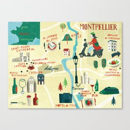 Montpellier Map Canvas Print