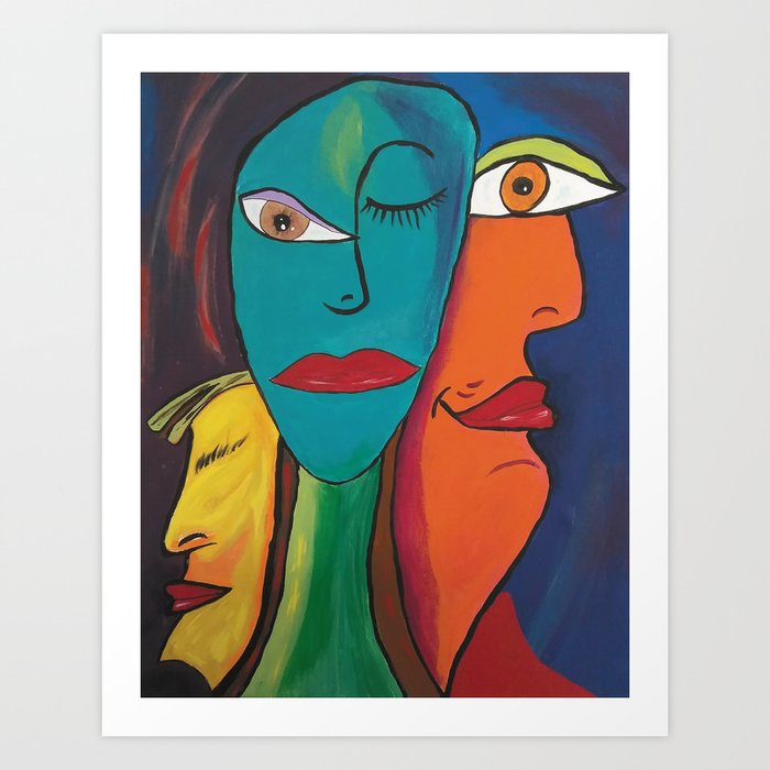 Picasso Inspired Abstract Faces Art Print By Lynnlewis Society6