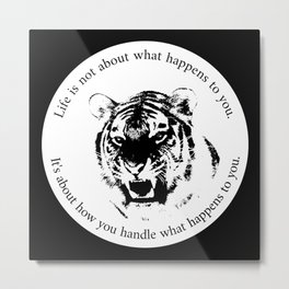 Inspirational Saying Tiger Mindset Motivation Metal Print | Philosophical, Inspiration, Lifeattitude, Quote, Successful, Predator, Nevergiveup, Giftidea, Achievegreatness, Success 