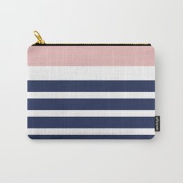 Cheerful Striped Pattern in Navy Blue, Pink, and White Carry-All Pouch | Stripe, Digital, Preppy, Kierkegaarddesign, Graphicdesign, Colorblock, Retro, Modern, Stripes, Pink 