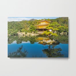 The Golden Pavilion Garden Landscape in Kyoto, Japan. Metal Print | Eautiful, Landscape, Culture, Reflections, Traditional, Japan, Goldenpavilion, Pond, Zengarden, Kinkaku Ji 