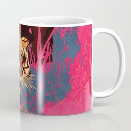 Tiger in pink landscape Coffee Mug | Girly, Retro, Exotic, Painting, Girl, Military, Orange, Psychedelic, Junior, Pink 