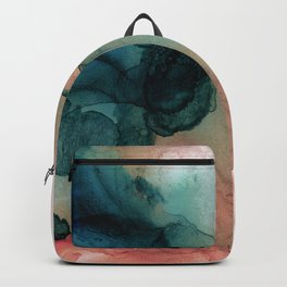 Blue Typhoon Backpack | Blue, Contemporary, Coral, Elegant, Painting, Typhoon, Modern, Abstract, Ink, Turquoise 