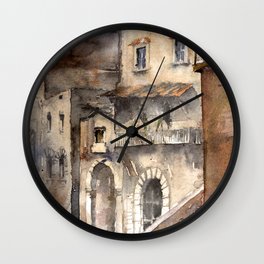 Cortona, Italy Wall Clock | People, Architecture, Painting, Landscape 