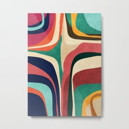 Impossible contour map Metal Print | Curated, Stripes, Painting, Expressionism, Vintage, Retro, Flow, Abstract, Colorful, Pattern 