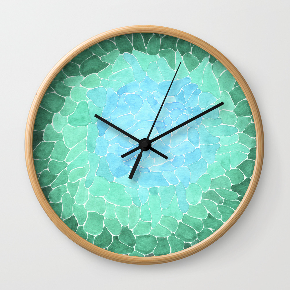 Abstract Sea Glass Wall Clock By Hayleyhackler Society6
