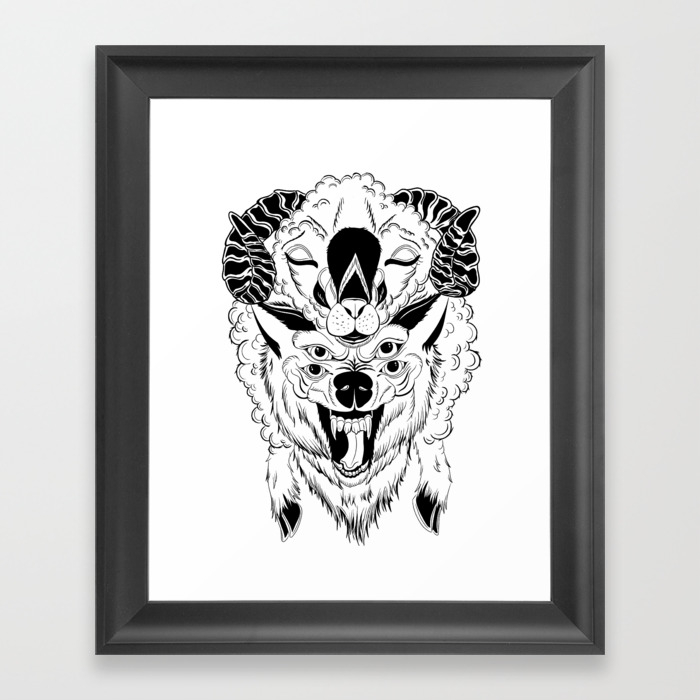 The Wolf In Sheep S Clothing Framed Art Print By Wild Kat Society6