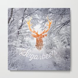 Sugarbeets Metal Print | Deer, Photomontage, Collage, Forest, Snow, Antlers, Sugarbeets, Other, Winter, Typography 