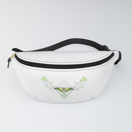 Geometric Pattern with Green Butterfly Fanny Pack