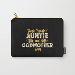 Best Freakin' Auntie And Godmother Ever Floral Sunflower Best Freakin' Auntie And Godmother Ever - Carry-All Pouch | Godchild, Godmother, Floral, Mothersday, Godson, Sunflower, Graphicdesign, Flower, Valentinesday, Goddaughter 