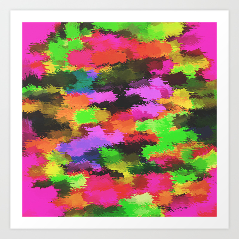 Pink Red Yellow Purple Black Orange And Green Painting Texture