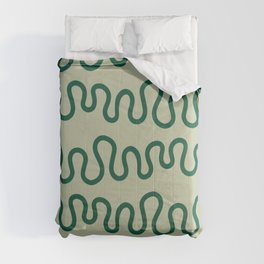 Coral Green Comforter | Digital, Pastel, Curve, Colorful, Nature, Color, Pattern, Curated, Modern, Illustration 