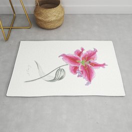 Lily 02 Botanical Flower * Pink Stargazer Rubrum Lily  Rug | Love, Painting, Illustration, Nature 